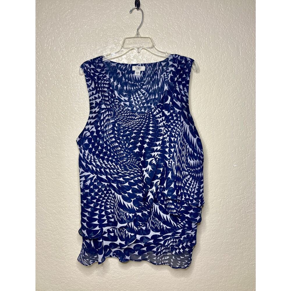 Y2K Sheer Tiered Sleeveless Layering Top Geometric Plus Size 22/24